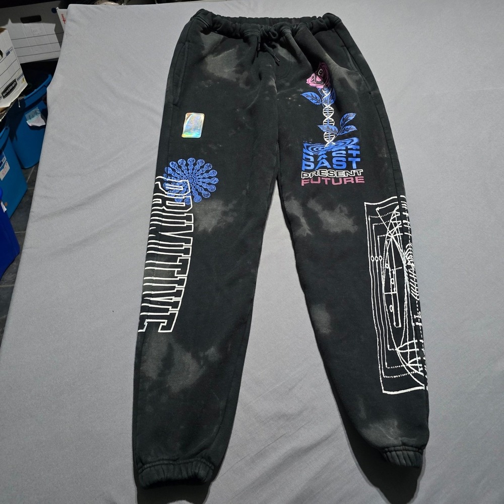 Primitive Skateboarding Sweatpants Mens Medium Black Acid Wash Graphic Joggers